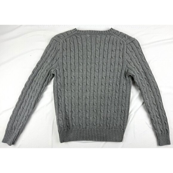 Polo Ralph Lauren Women's Sz M Gray Cable Knit Crewneck Cotton Sweater - Picture 2 of 6